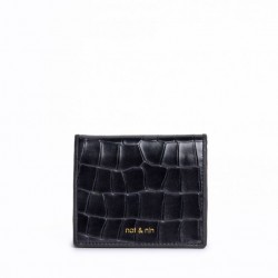PORTE-MONNAIE LIZZIE COMPACT CROCO NOIR