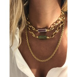 COLLIER LAYA CHAINE PERLE CERAMIQUE BURGUNDY